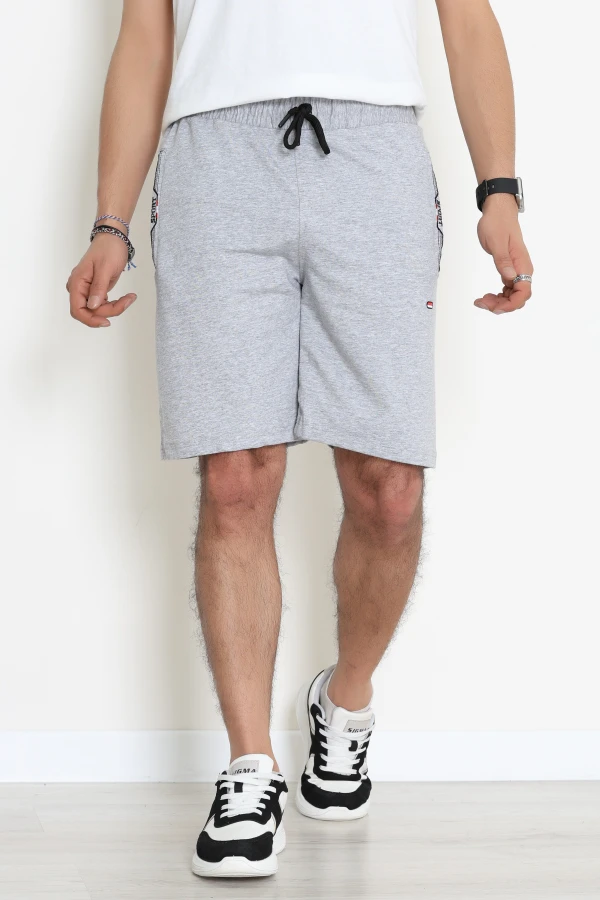 2 İplik Nakışlı Erkek Şort Gri - 71087.2066.